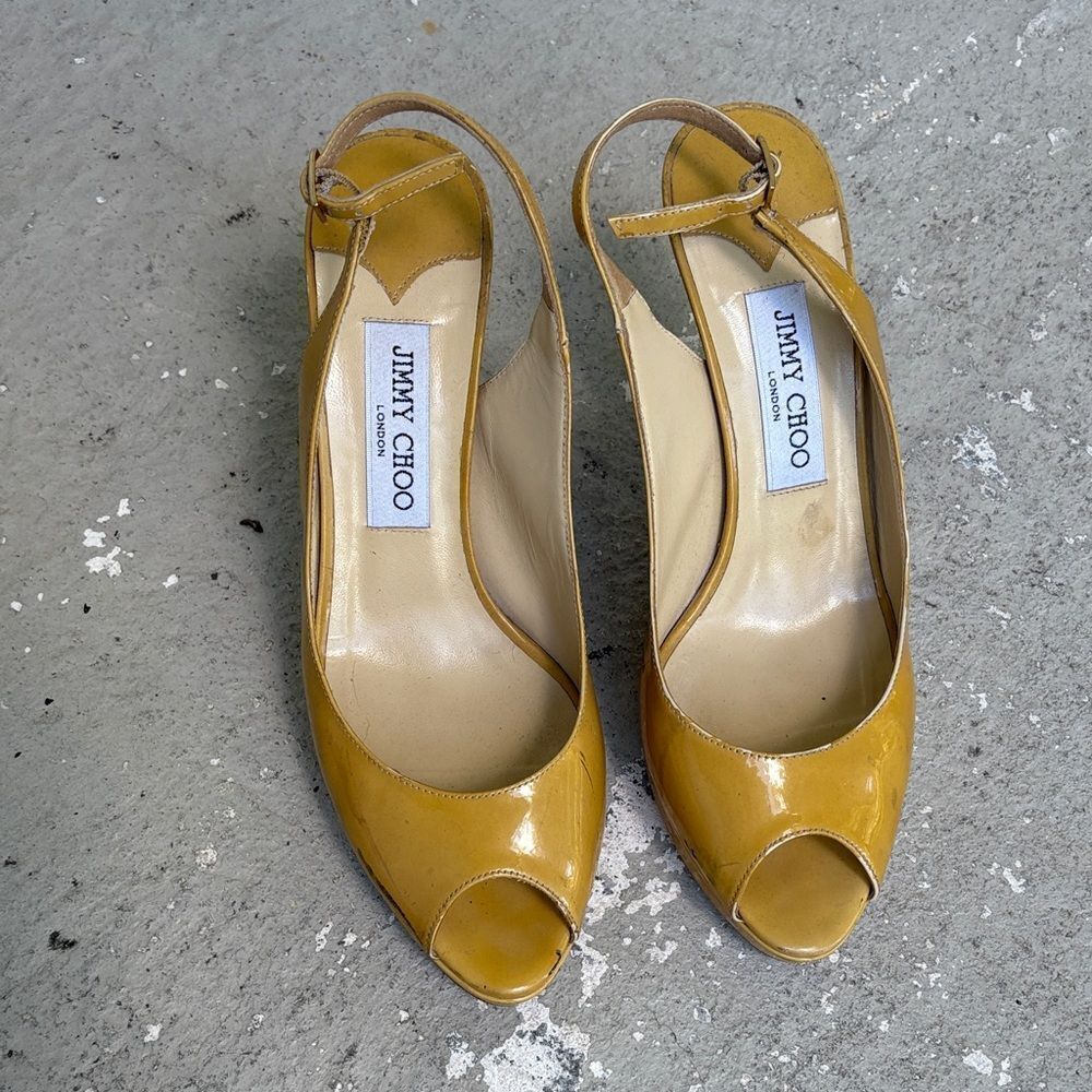 Jimmy Choo patent leather slingbacks